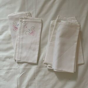 Vintage Embroidered White Cloth Napkins 8